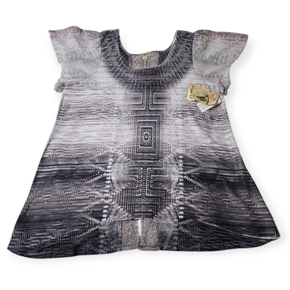 NWT One World Gray Geometric Printed Top | Short Sleeve | Plus Size 1X - Picture 9 of 13